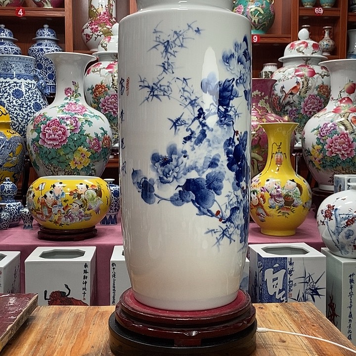 绪***莉景德镇陶瓷手工手绘花瓶摆件