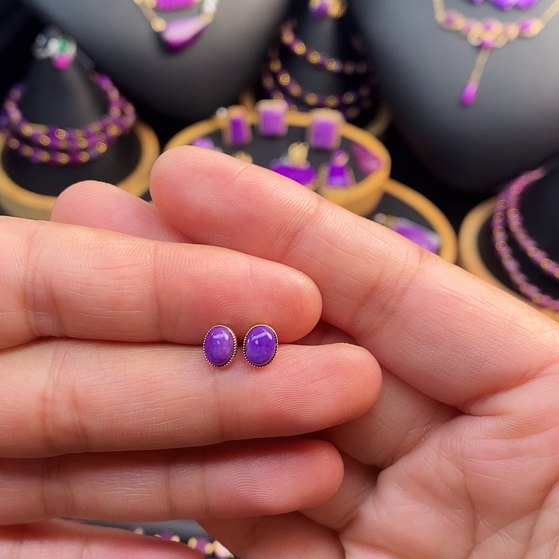 苏纪石（舒俱来）18K金镶嵌耳饰