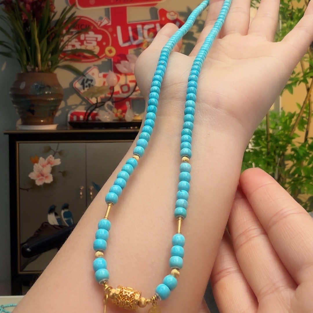 绿松石18K金镶嵌颈饰