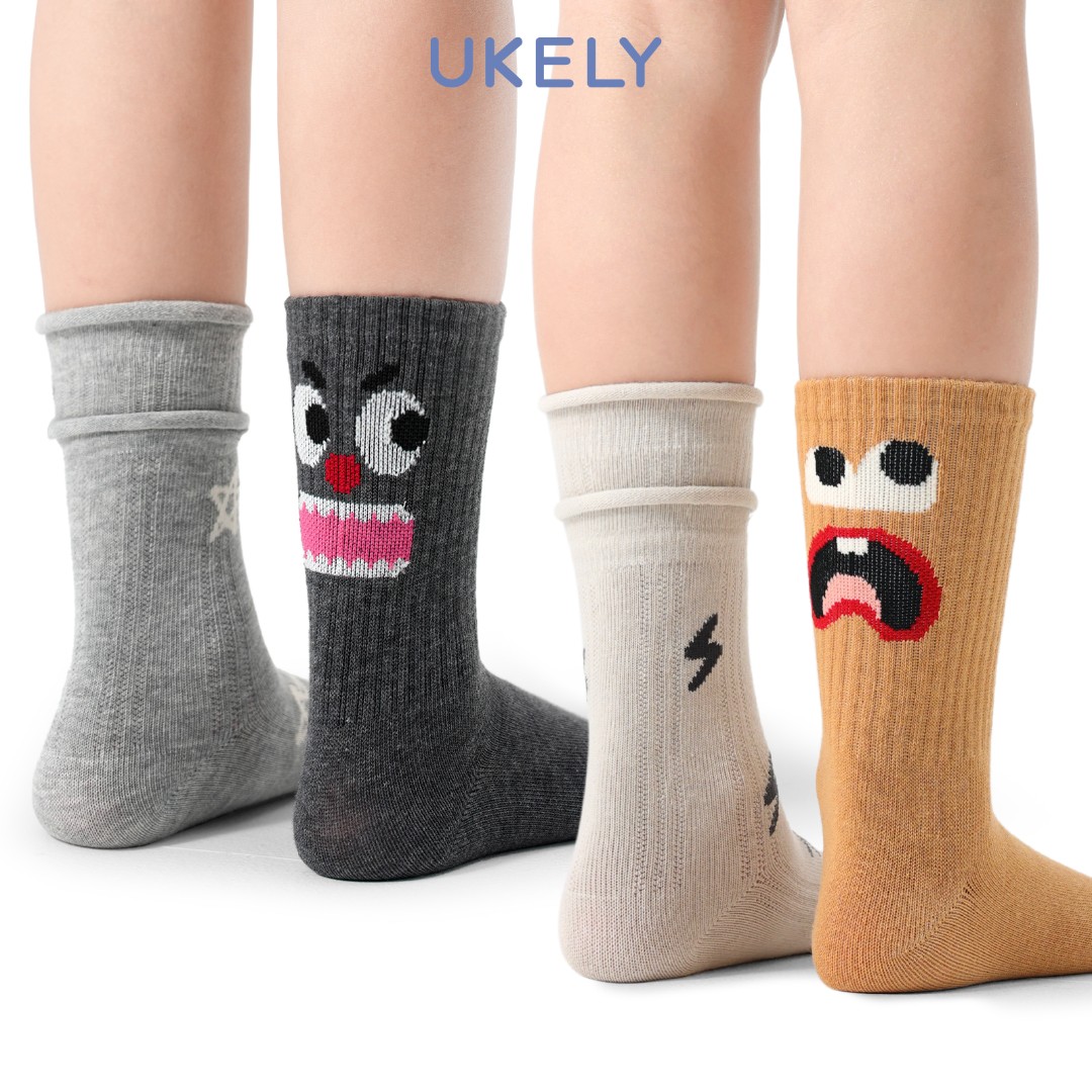 优可力男童中筒袜儿童袜子2025春秋季新款棉袜女童潮袜宝宝小腿袜