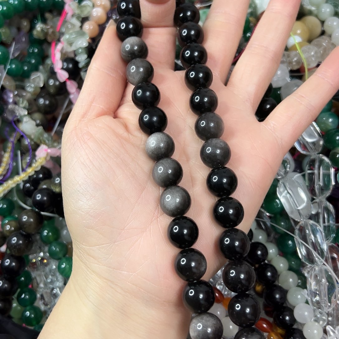 玛瑙/玉髓未镶嵌珠宝半成品，卡12银耀石一条
