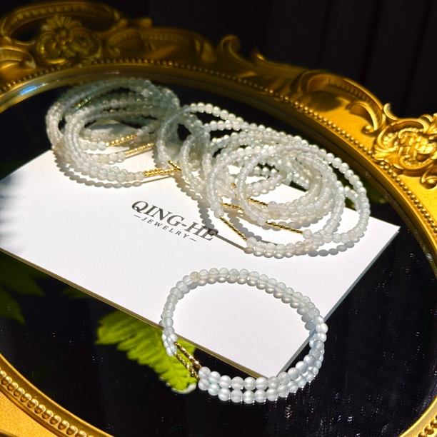 天然石英质玉白冰底小米珠diy气质百搭手串饰品