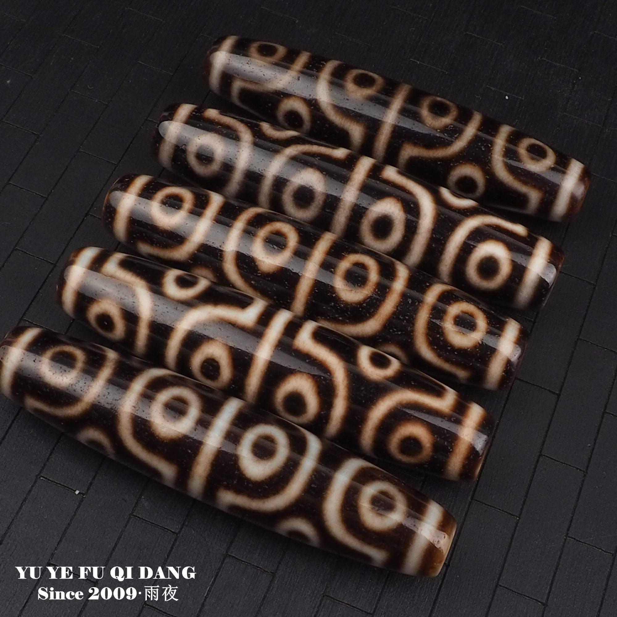 【光头同款】台工白芯渗透超长70mm全品黑金十字如意十二眼条纹玛瑙