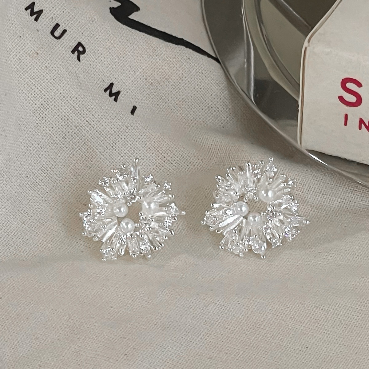 锌合金耳饰 植物花卉甜美商务风银色饰品日韩时尚自然耳饰耳环