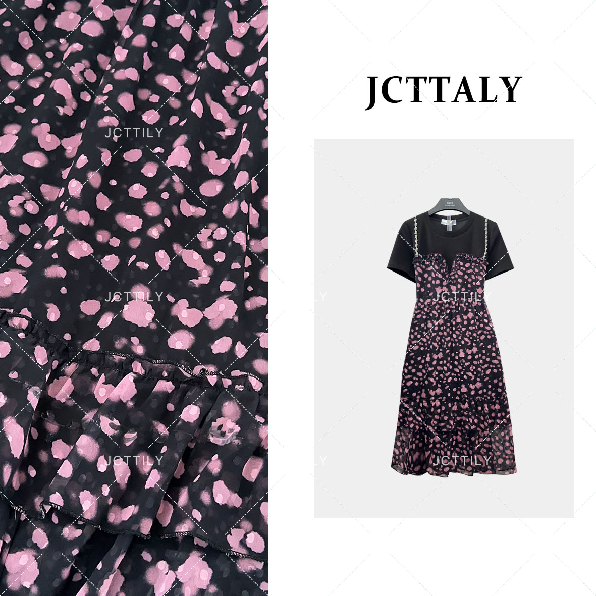 【XY】【77】法式轻奢绝美惊艳感轻熟风假两拼接连衣裙JC-A2965