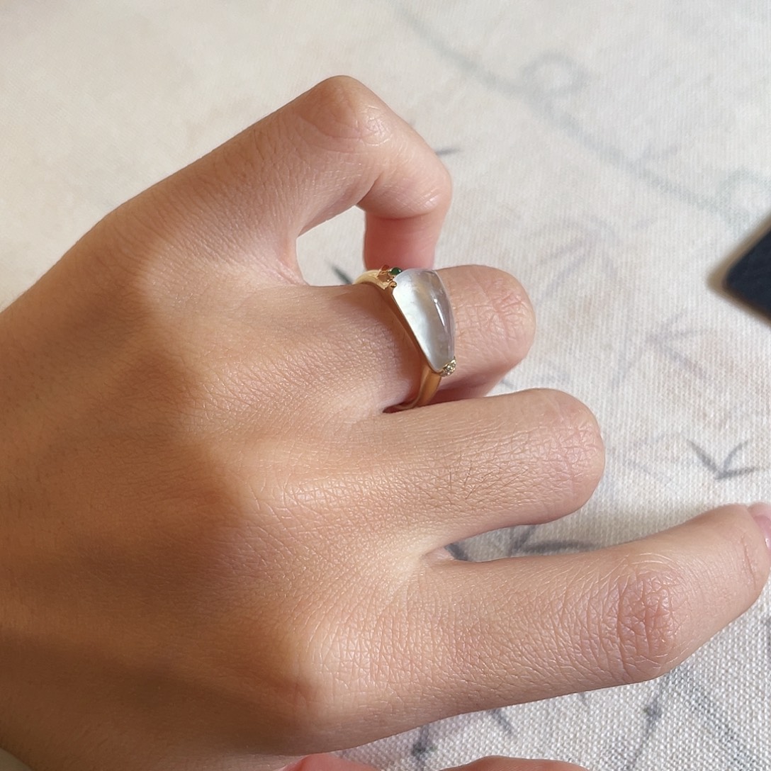 翡翠18K金镶嵌戒指冰露随行戒指 48小时鉴赏