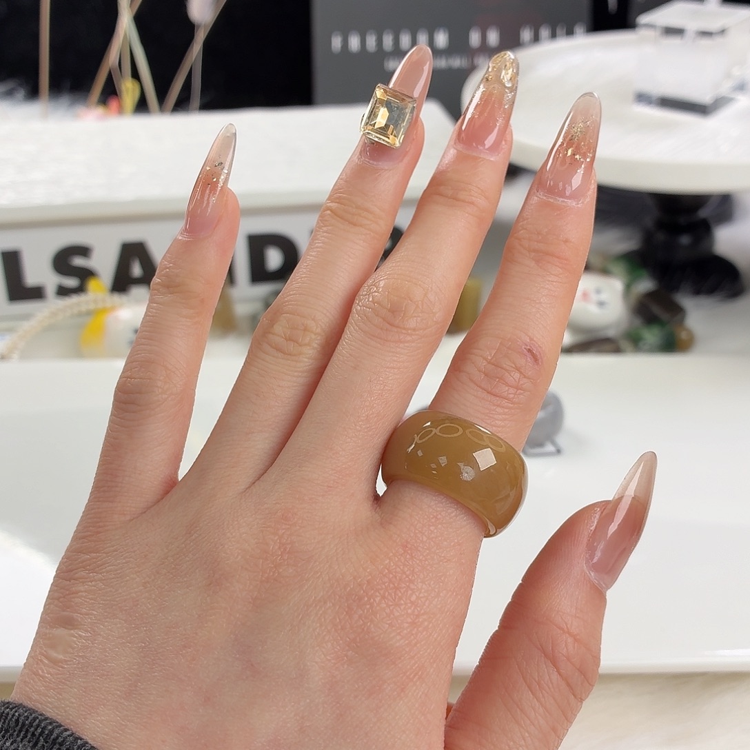 *****和田玉未镶嵌戒指j190金桔糖墩墩