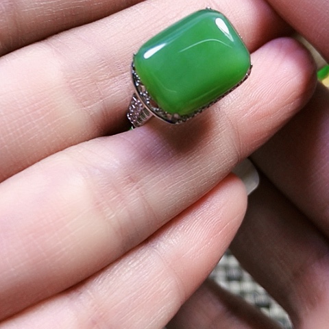 和田玉银S925镶嵌戒指