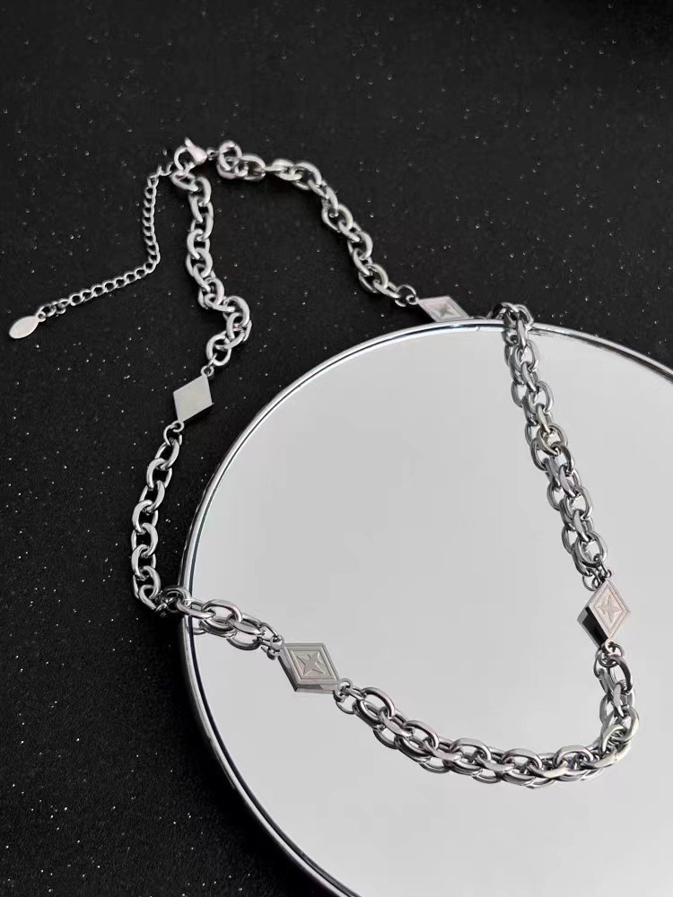 钛钢项链 星芒菱形项链男女百搭潮牌不掉色冷淡风潮嘻哈毛衣链