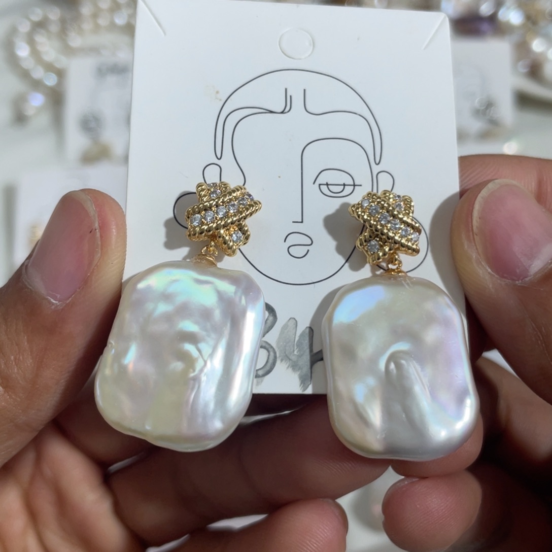 淡水珍珠耳饰合金