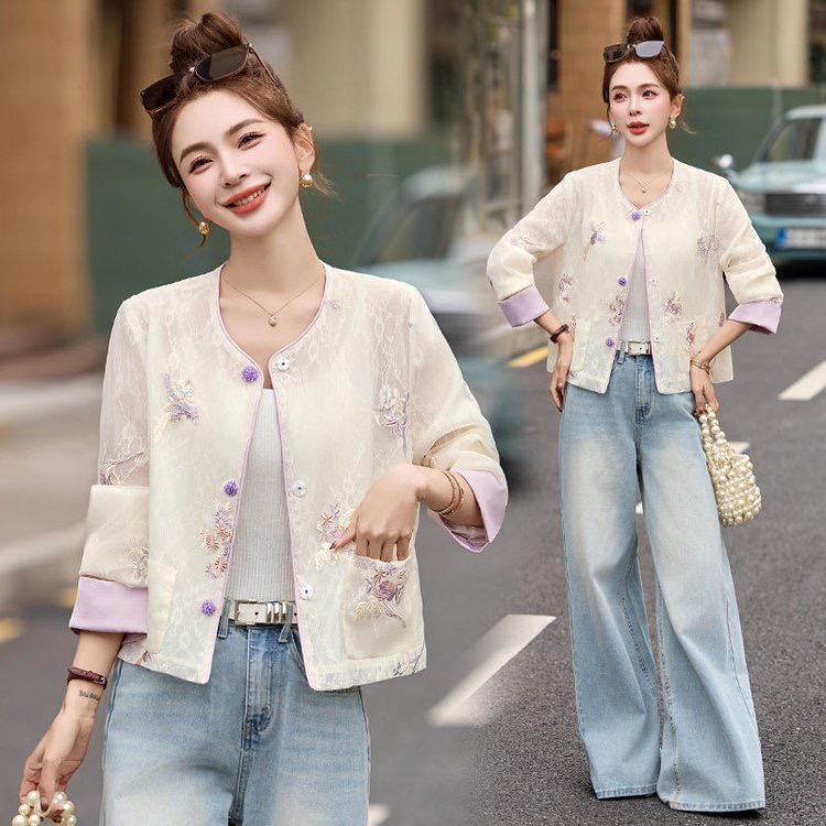 新中式国风刺绣外套女短款2025春季新款高级感时髦洋气小个子外套
