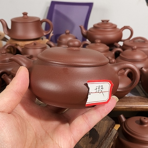 紫砂茶壶失*约240cc明炉微瑕原矿紫泥