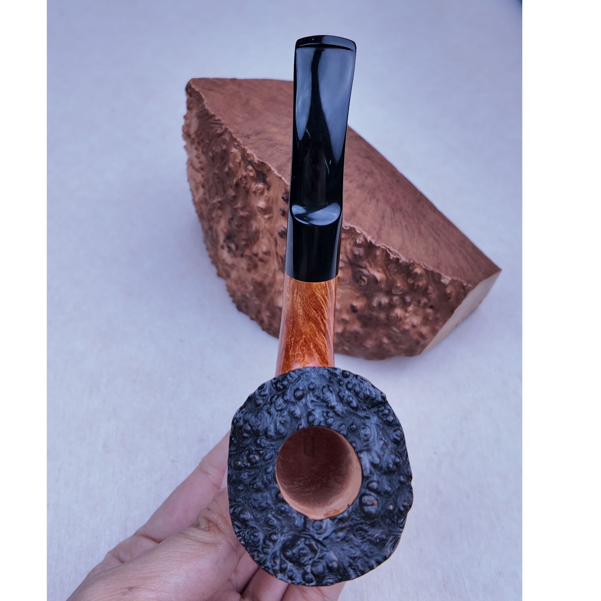 高级石楠木烟斗自由式留皮款 硫化橡胶烟嘴3mm烟道+全套配件