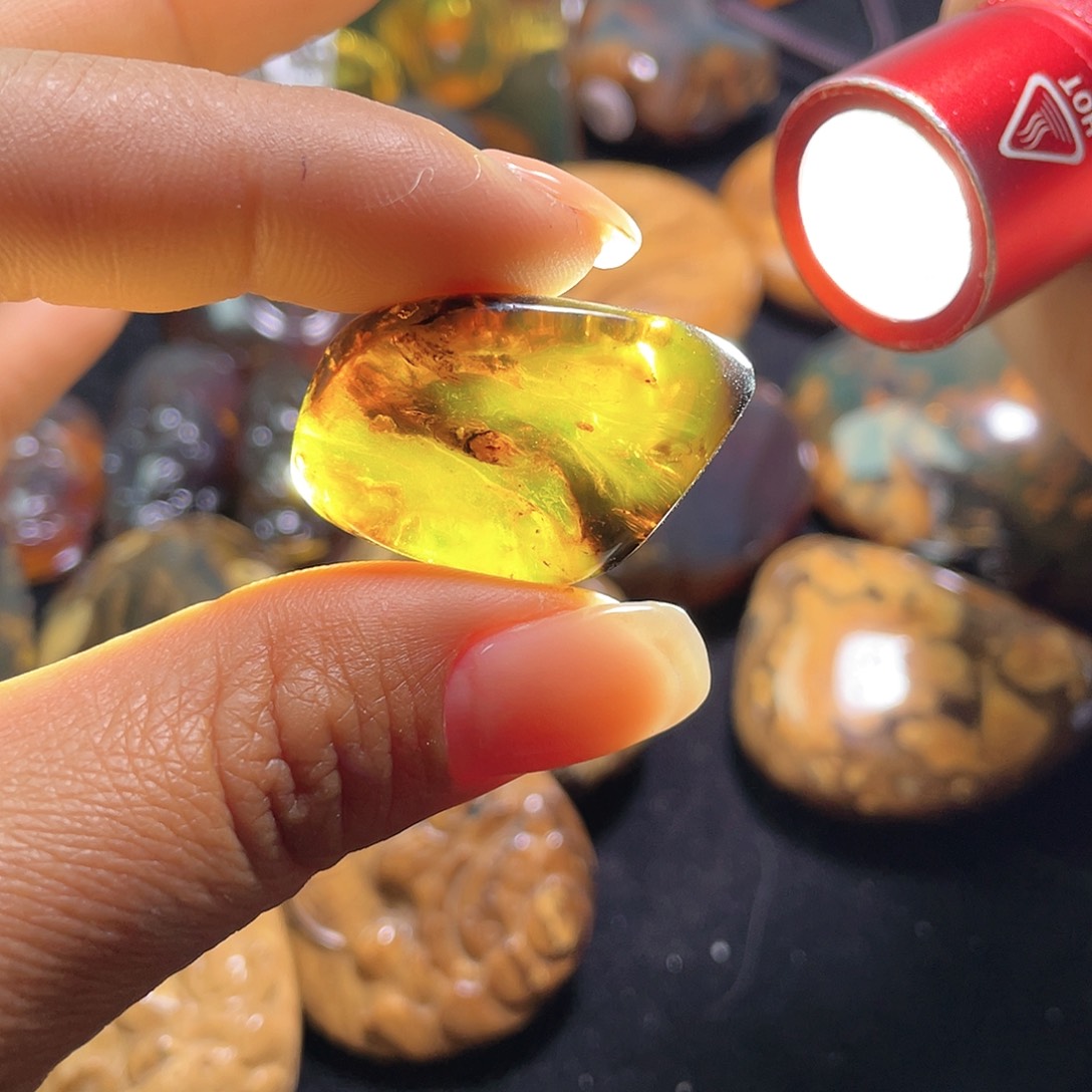 琥珀裸石未镶嵌？