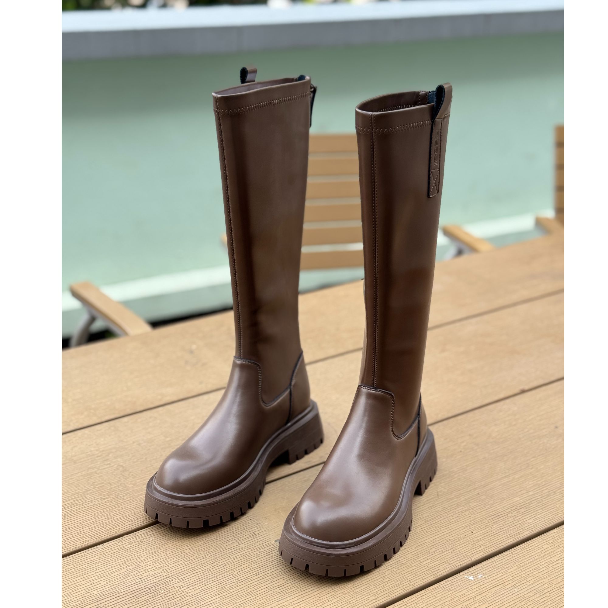 015-8P秋冬时装长靴百搭厚底时尚英伦风冬季不过膝盖女长筒靴005