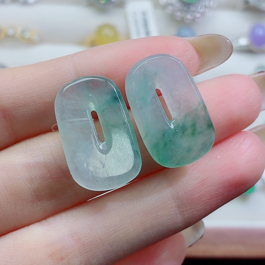 翡翠裸石方糖扣裸石