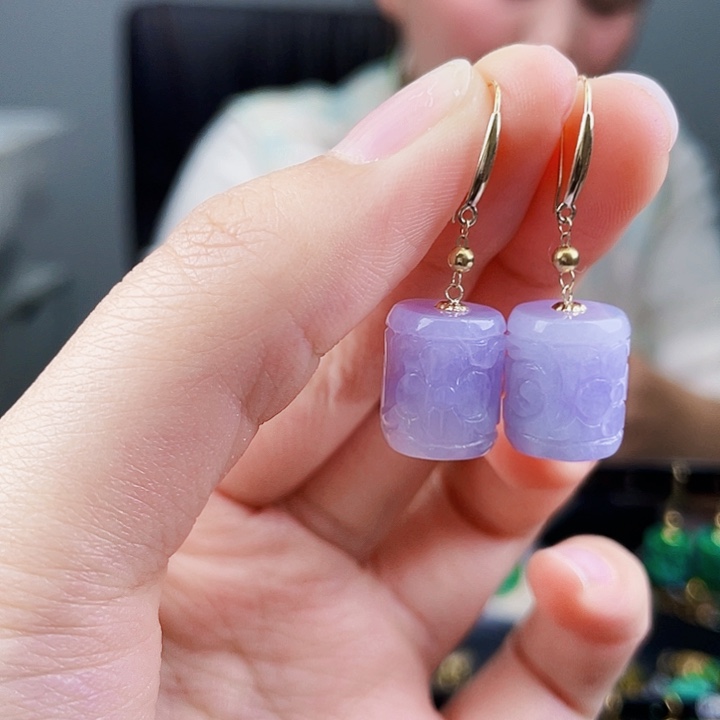 翡翠耳饰18K金镶嵌饰品