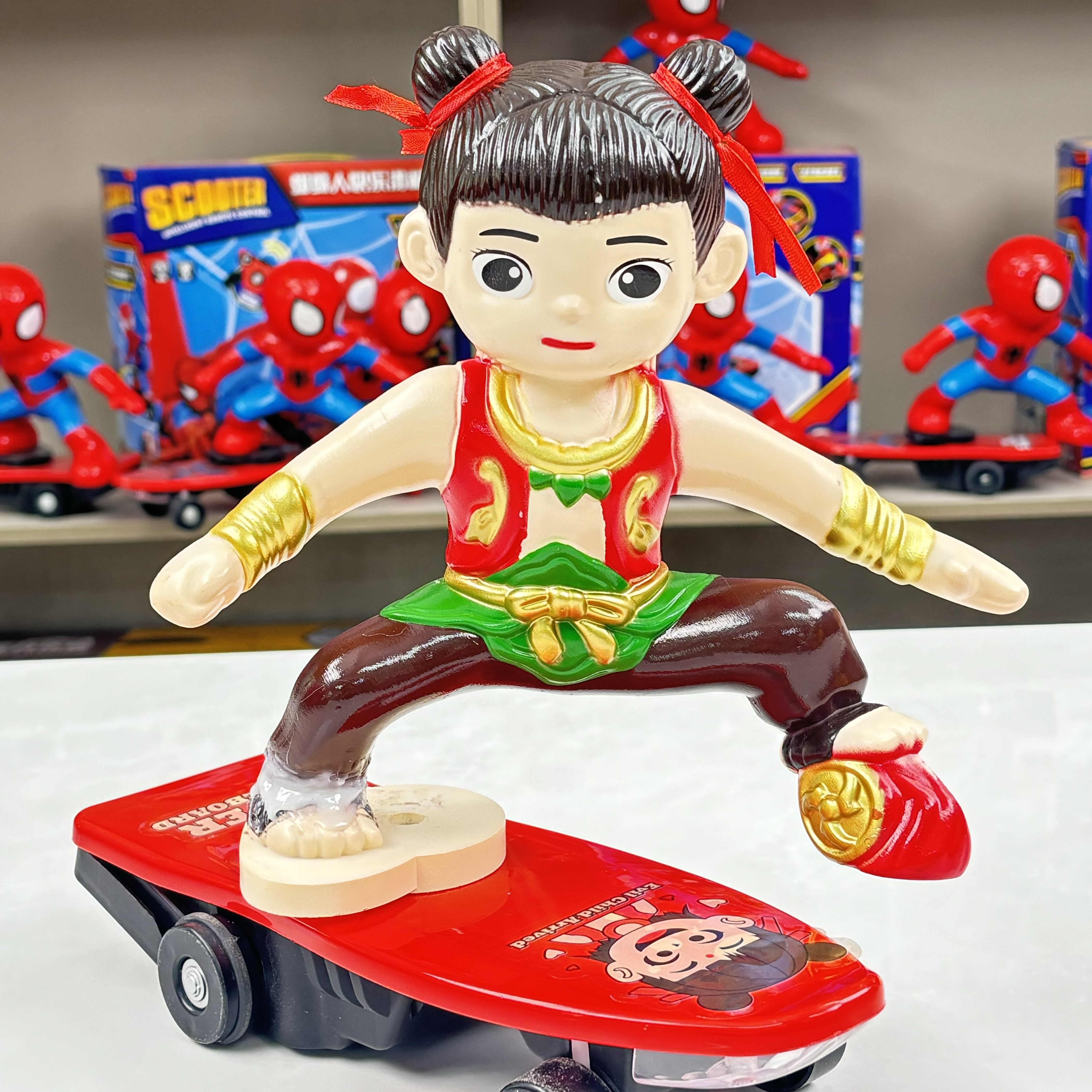 【爆火】哪吒炫彩特技滑板车自动哪吒电动【自备3个5号电池】【电商装】