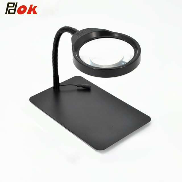 德国工艺PDOK台式放大镜带LED工作台灯10倍20倍老人阅读手机钟表