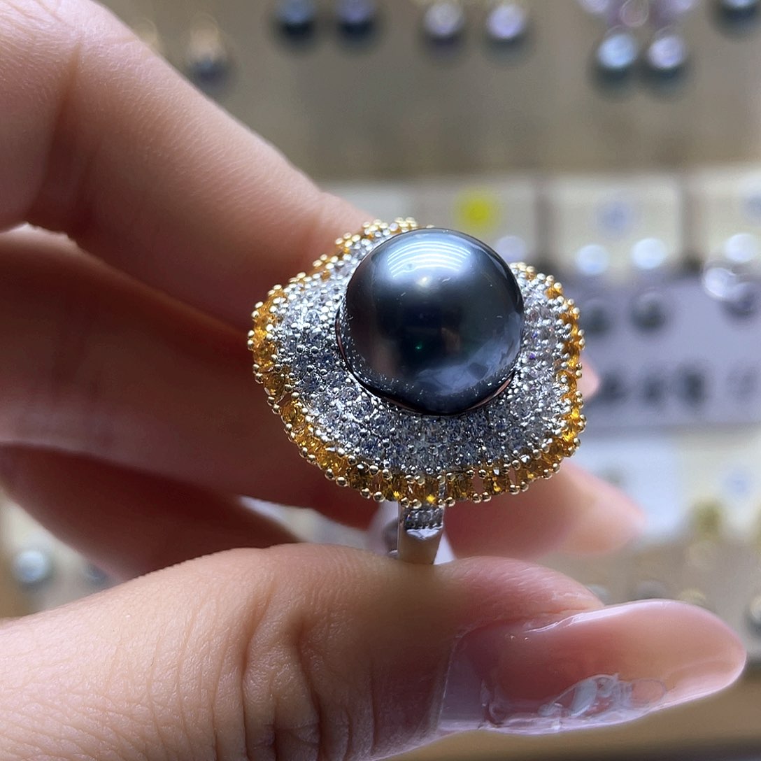 海水珍珠戒指银S925镶嵌