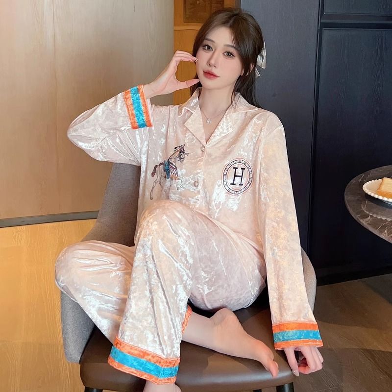 2025新款高级感金丝绒睡衣女春秋季长袖秋冬款轻奢家居服保温睡衣
