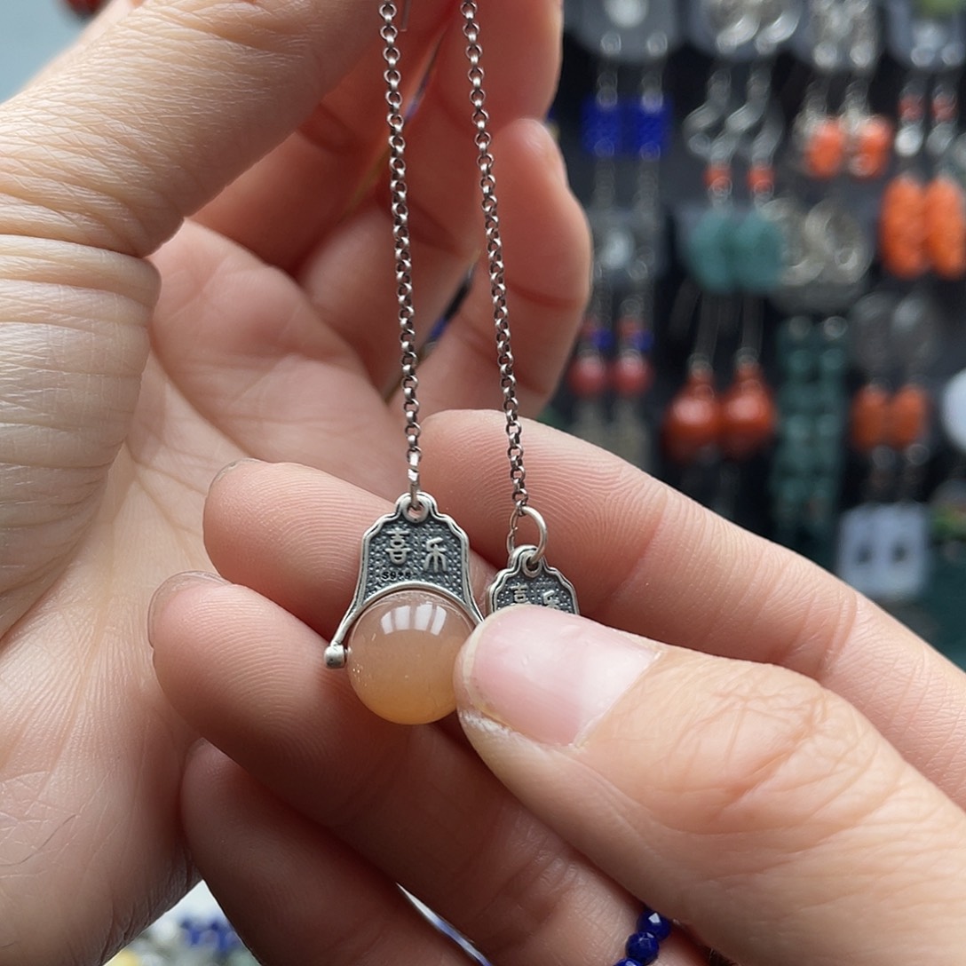 查罗石耳坠银S925镶嵌饰品