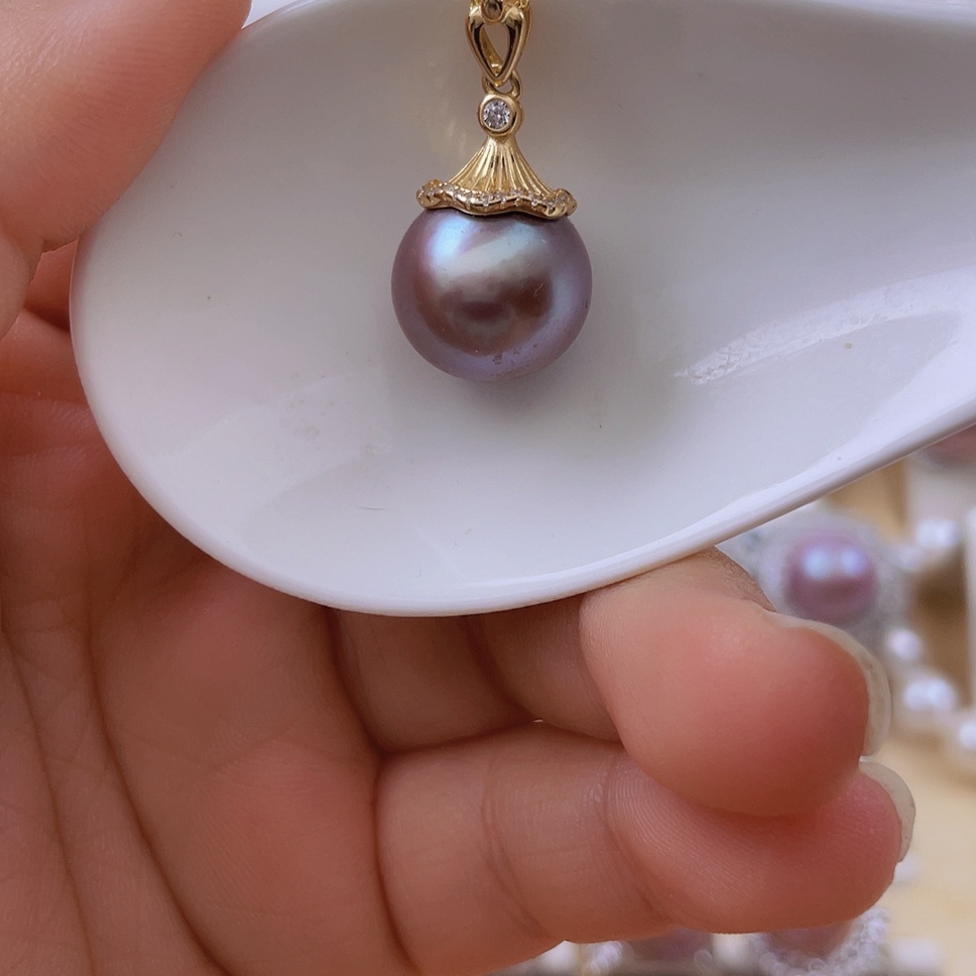 淡水珍珠银S925镶嵌吊坠(赠链)