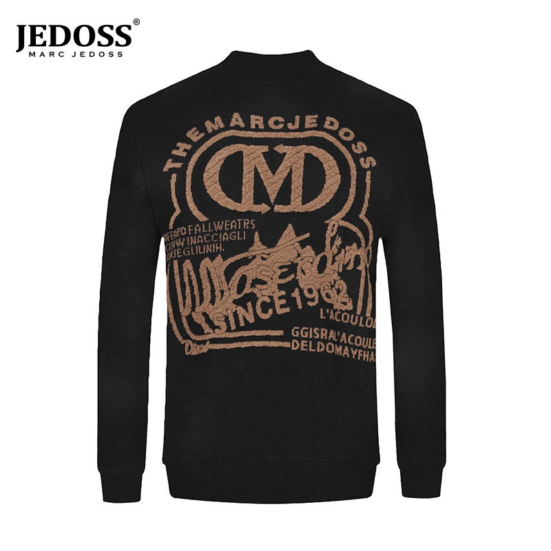 JEDOSS/爵迪斯男装秋冬专柜新款后背大幅毛巾绣针织夹克SL796