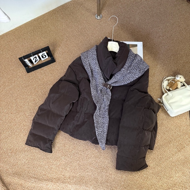 qgg女装冬季新款毛织披肩可拆卸立领羽绒服95绒 25851