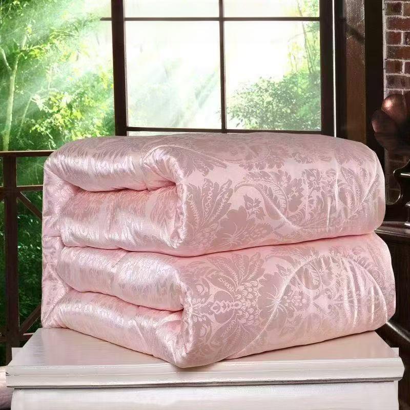 【品质保障】A类粉色贡缎提花款蚕丝被【美总】