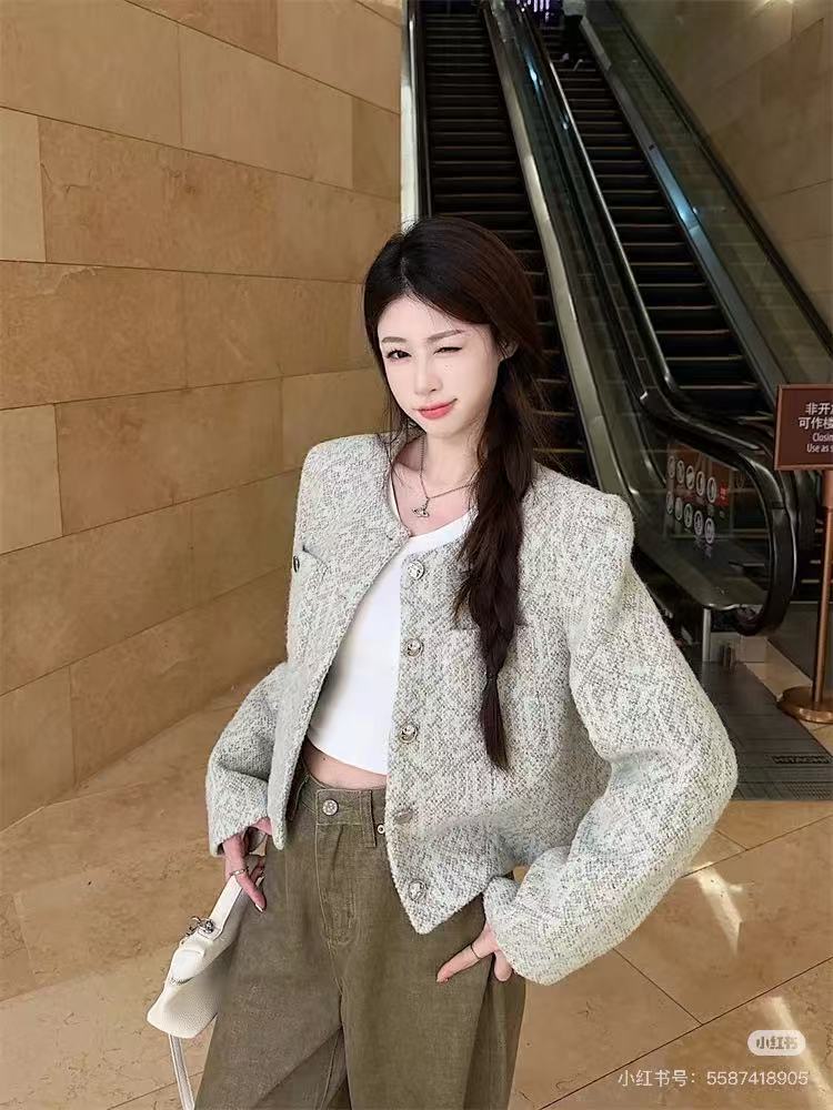 轻奢小香风粗花呢短外套女秋冬季小个子百搭名媛千金上衣