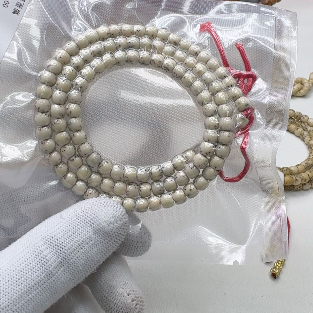 星月菩提手串55梵天瓷白石玉半壁6左右108