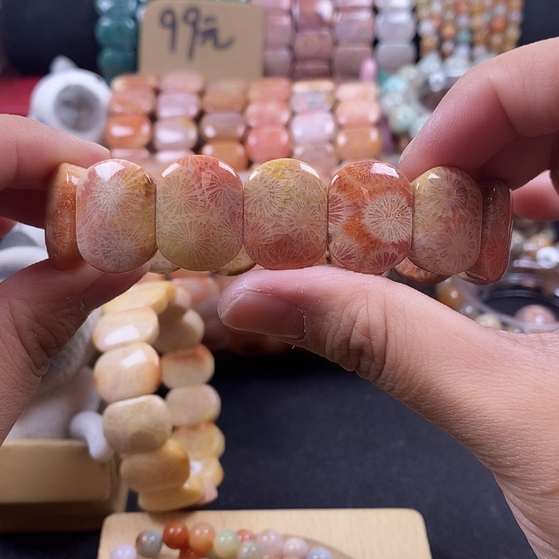 硅化珊瑚（珊瑚玉）未镶嵌手牌12号