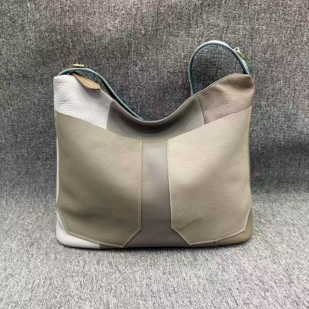 真皮复古小包包女新款高级感时尚斜挎包法式单肩腋下包轻奢水桶包