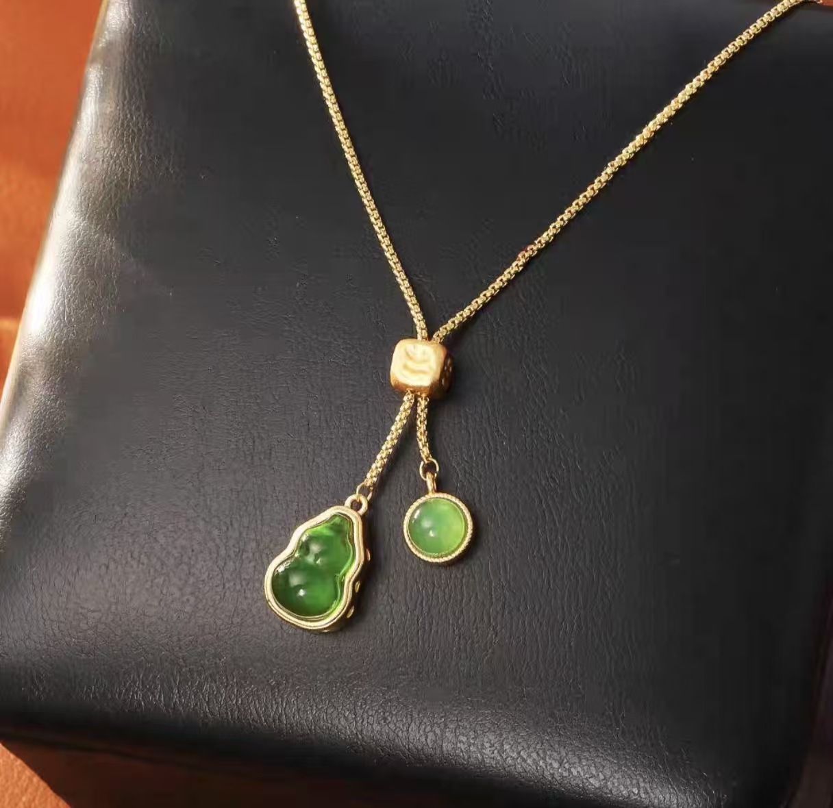 铜合金项链 高版「福禄双至」葫芦招财新中式国风百搭伸缩绳项链