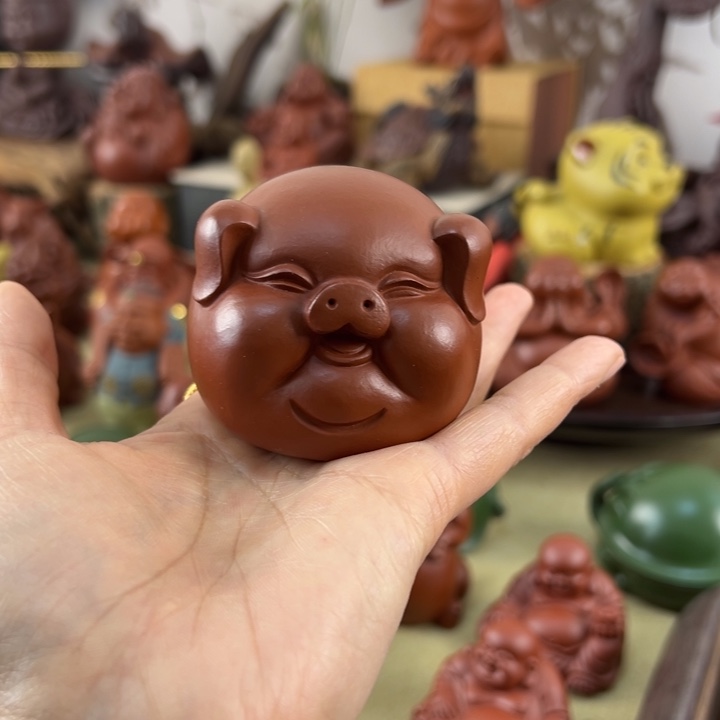 紫砂茶宠紫砂福猪猪头