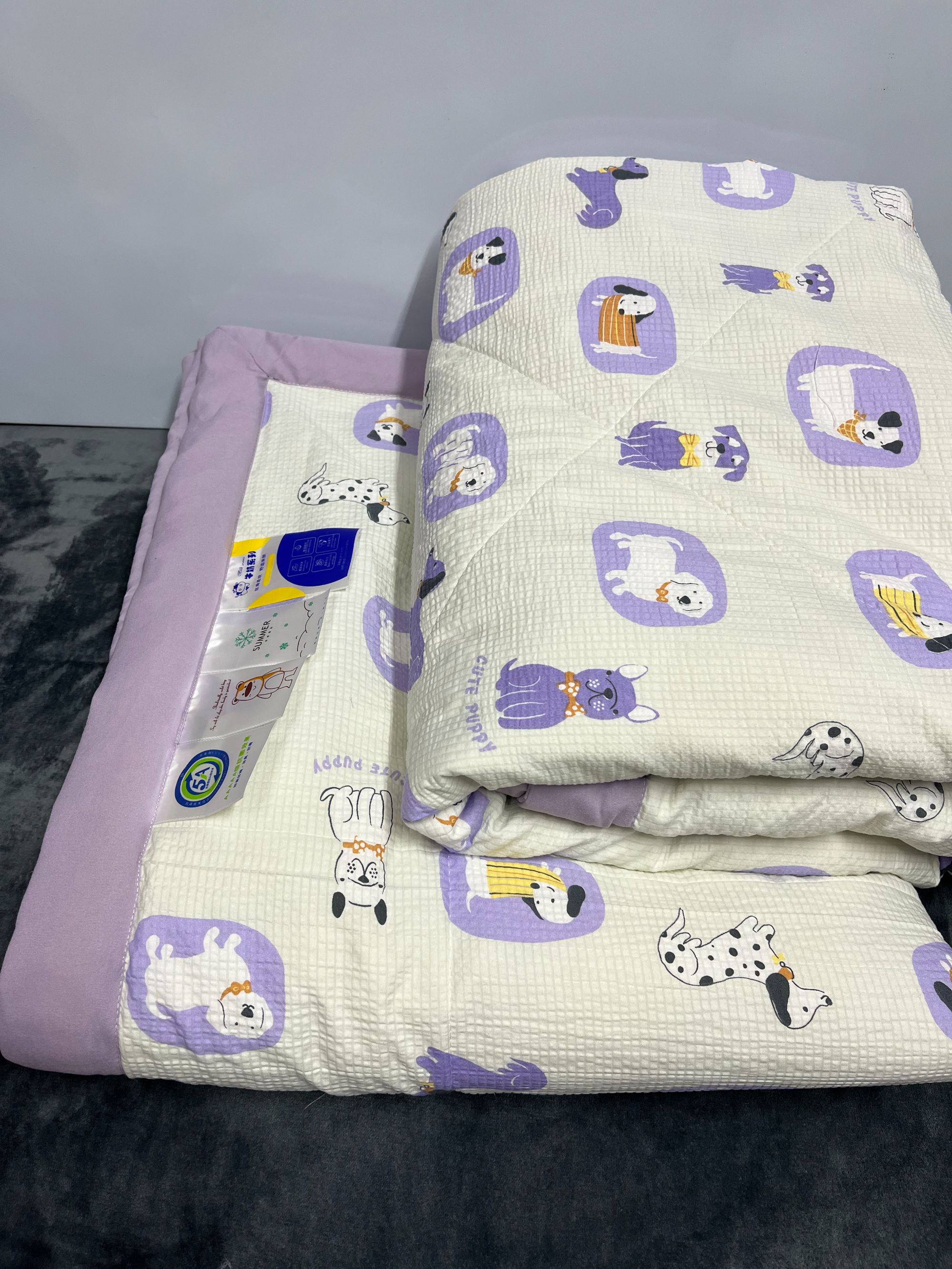 紫色酷狗泡泡棉夏被200*230cm夏凉被手包边可机洗空调被