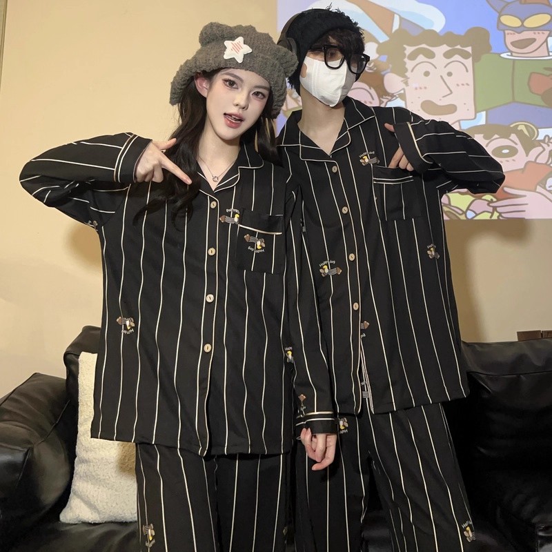 情侣款睡衣春秋季长袖两件套卡通腊肠狗网红家居服可外穿宽松套装