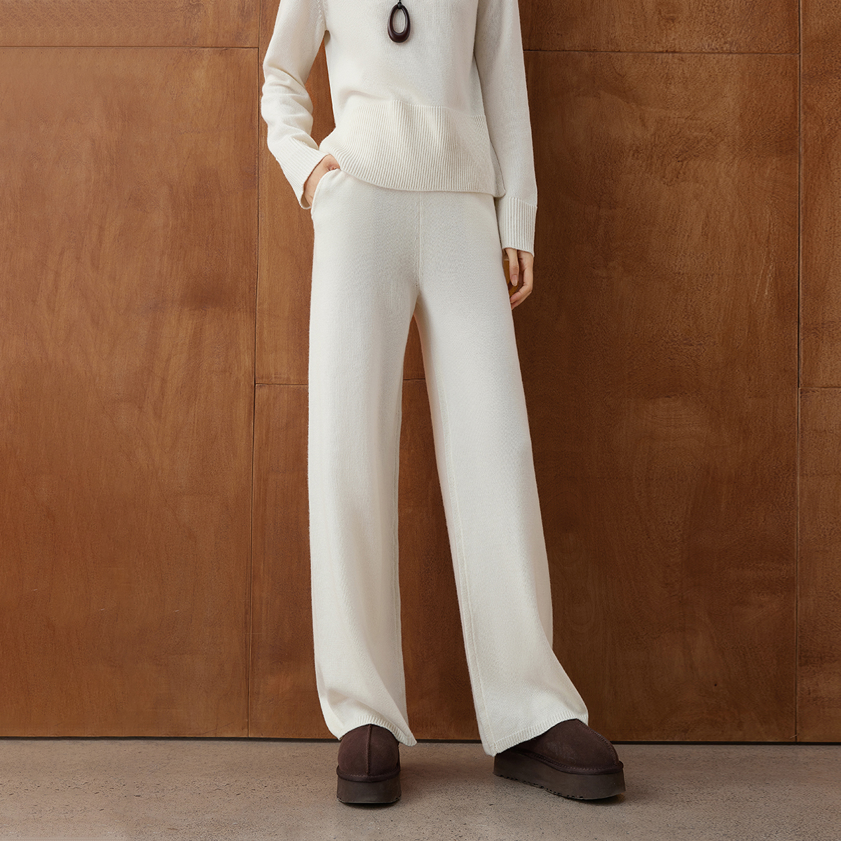 【达人专属】朗文斯汀简通勤温柔风米色休闲裤DTYK5509D07097