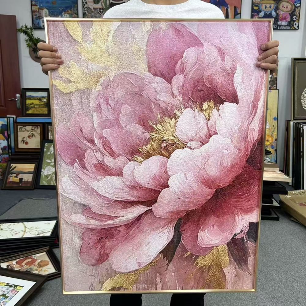 轻奢牡丹花挂画装饰客厅卧室餐厅玄关背景墙6080挂画G100