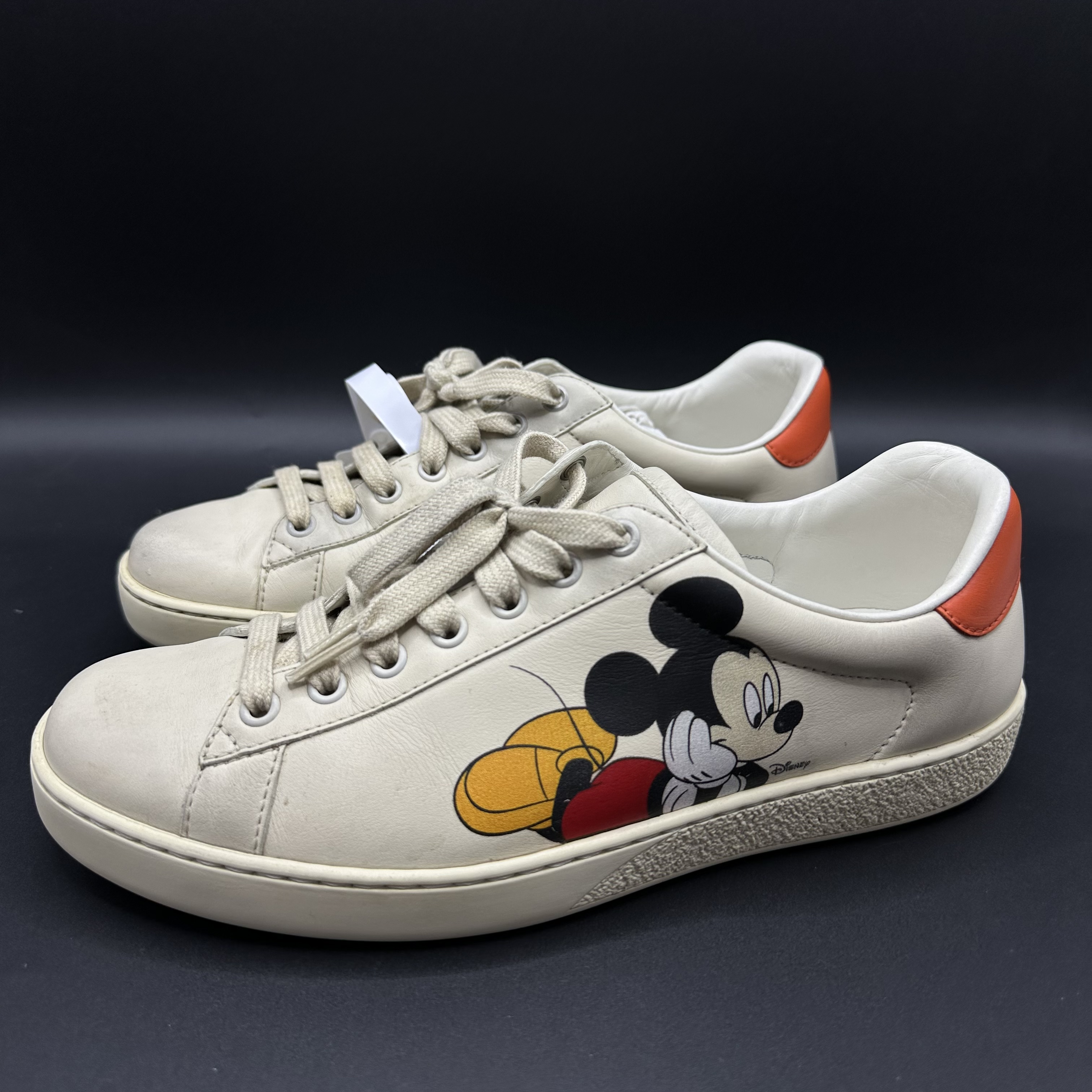 95新 GUCCI/古驰 男士白色时尚米奇印花板鞋 40欧码 lb444