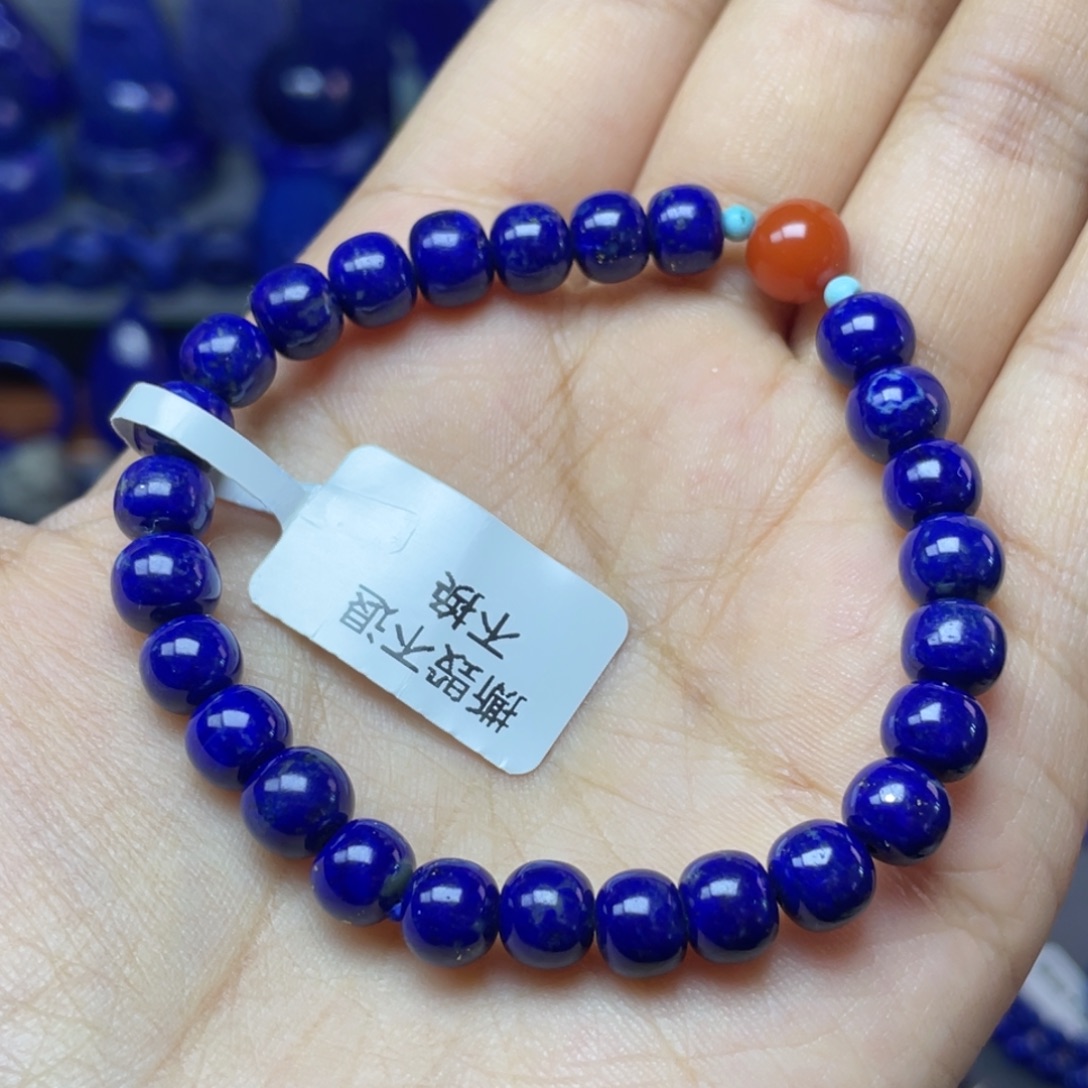 青金石未镶嵌7×6mm老型手串