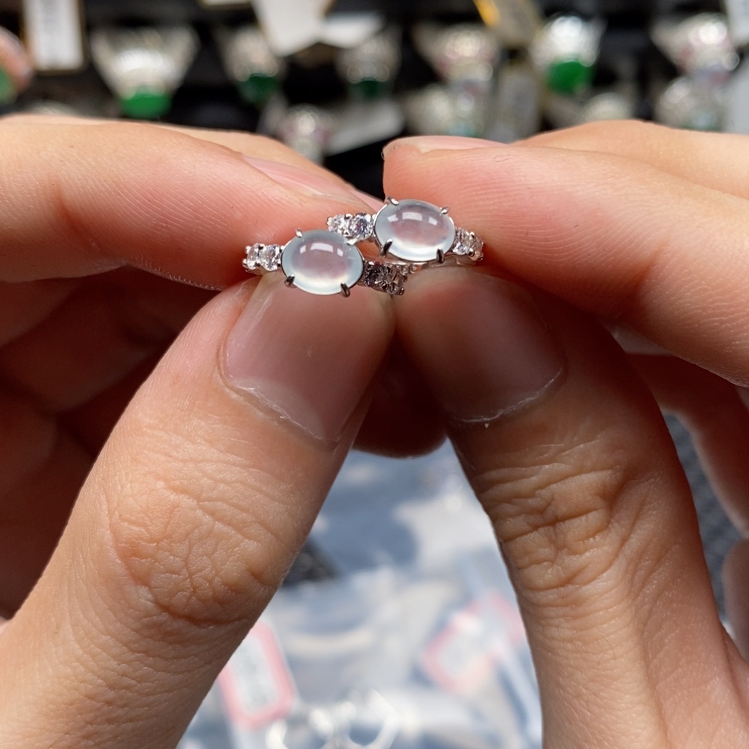 翡翠耳饰银S925镶嵌天然缅甸翡翠a货