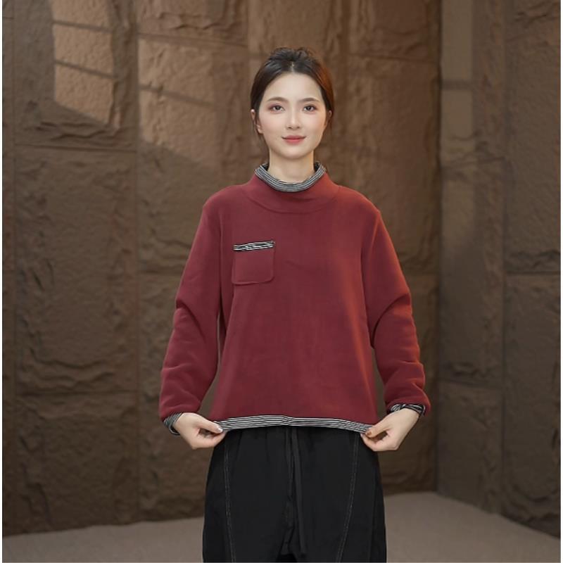 拼接半高领保暖套头上衣高领秋冬长袖黑色运动卫衣