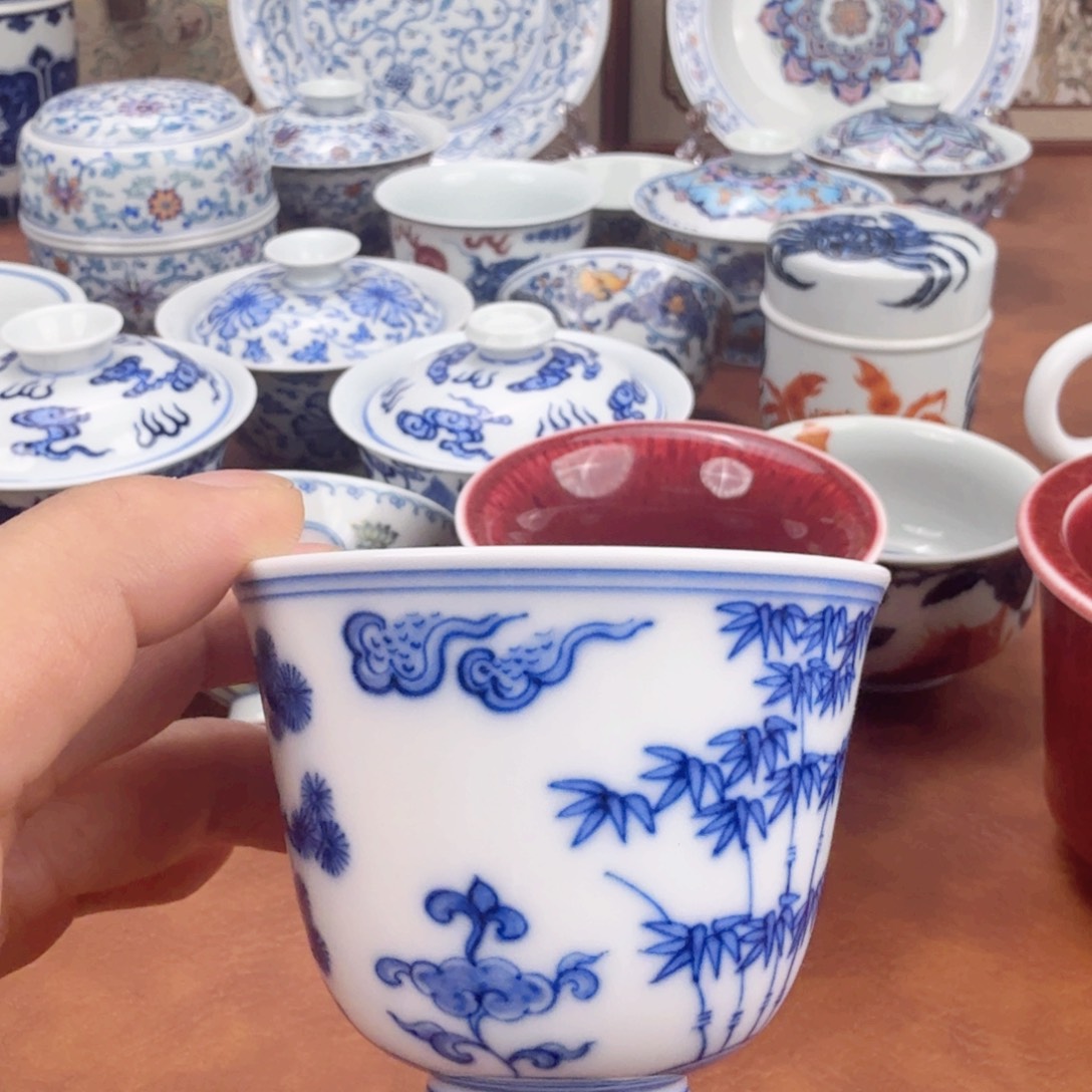 摆件陶福利青花单杯