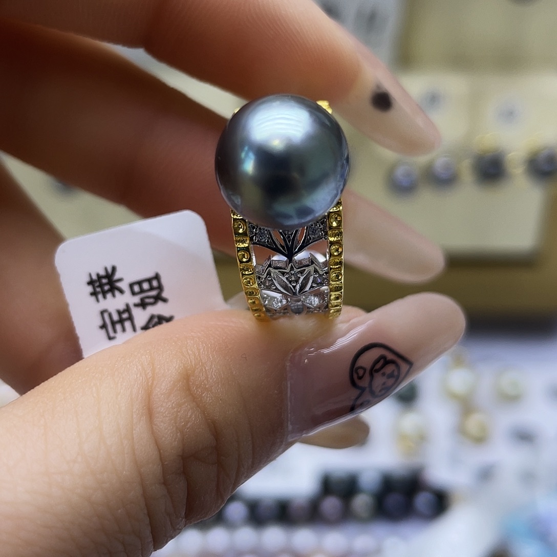 海水珍珠戒指银S925镶嵌