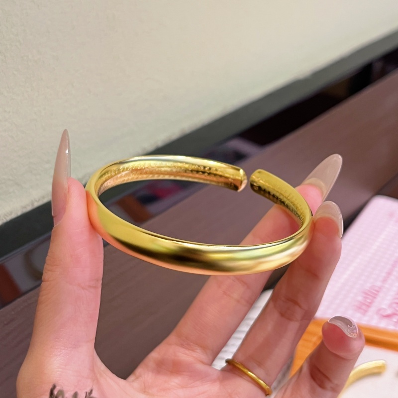 足金手镯 【官方正品】品质保证 开口泥鳅背心经实心手镯