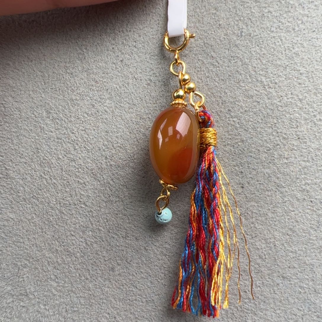 南红玛瑙银S925镶嵌（万能扣包浆滴流9mm