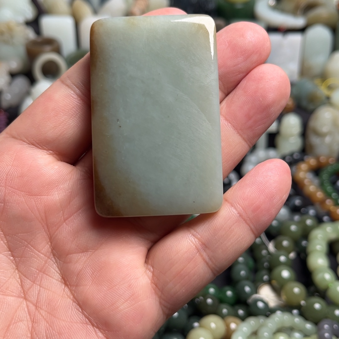 和田玉未镶嵌吊坠(不含链)和田玉且末无事牌