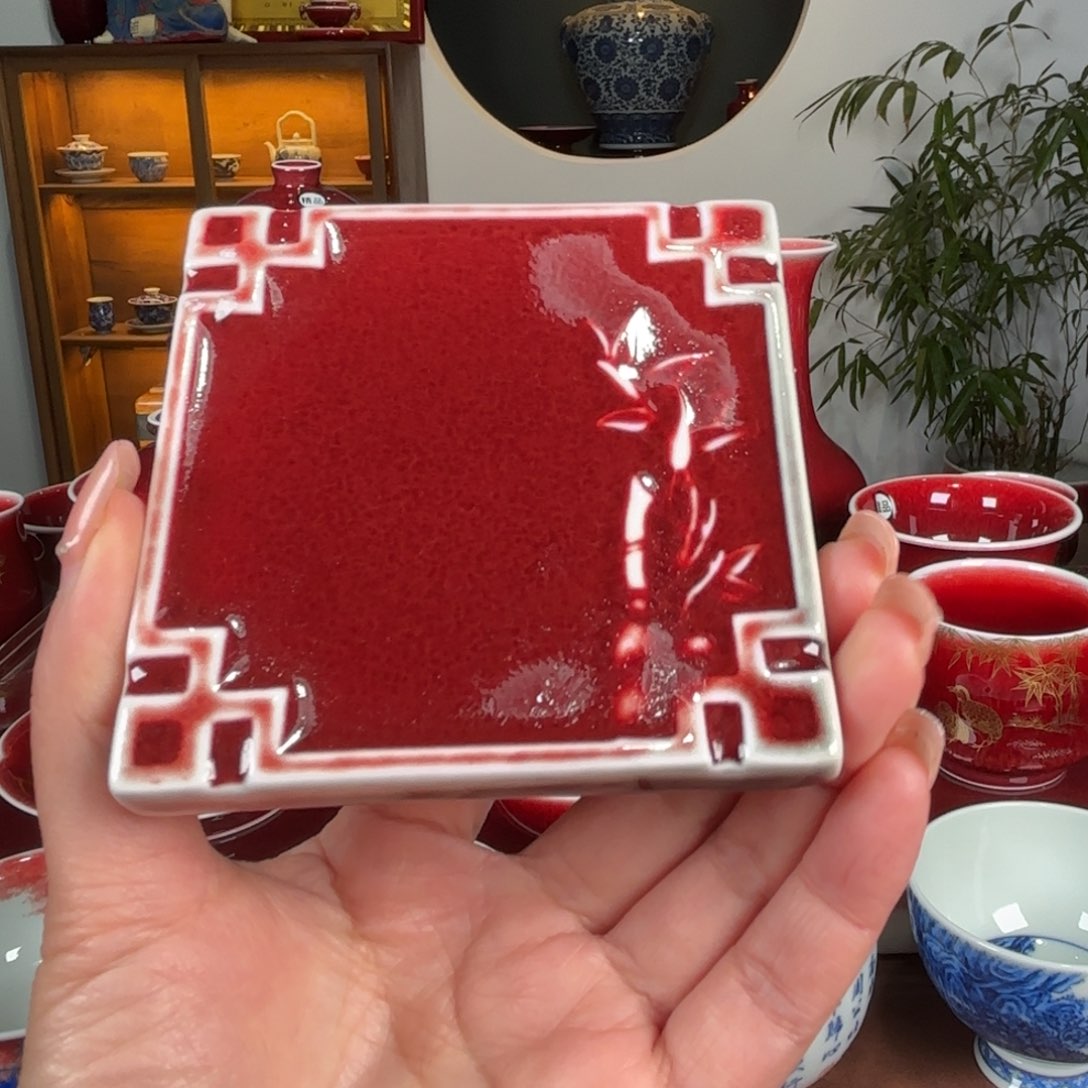 杯闻轩坊原矿郎红 杯垫